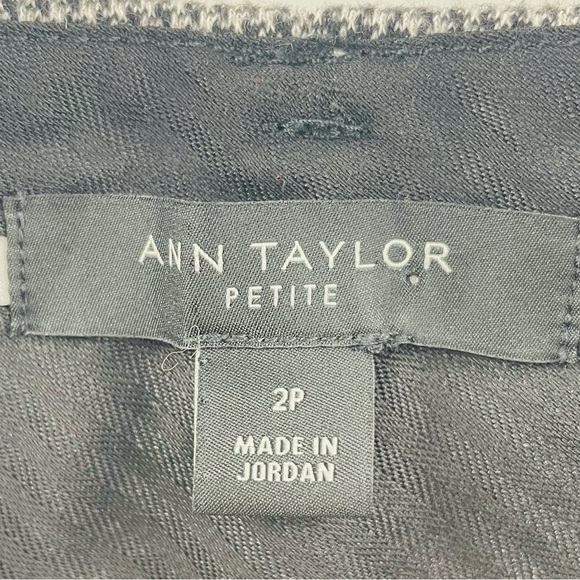 Ann Taylor Black White Tiny Houndstooth Print Pockets Zip Pants Trousers Office - Picture 3 of 12